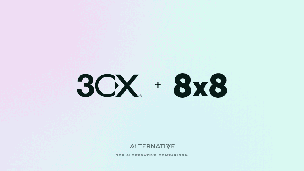 3CX and 8x8 logos on a soft gradient background for a 3CX Alternative comparison article